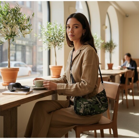 Poster Grl ✦ Camouflage Shoulder Bag ✦ Detachable Keychain Zip Closure NWT - Picture 2 of 2